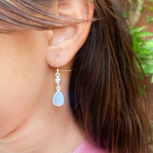 Opalite Sterling Silver Earrings, Teardrop Opalite Earrings, Gift for Her, Teardrop Dangle Earrings, 925 Sterling Silver Gemstone Earring