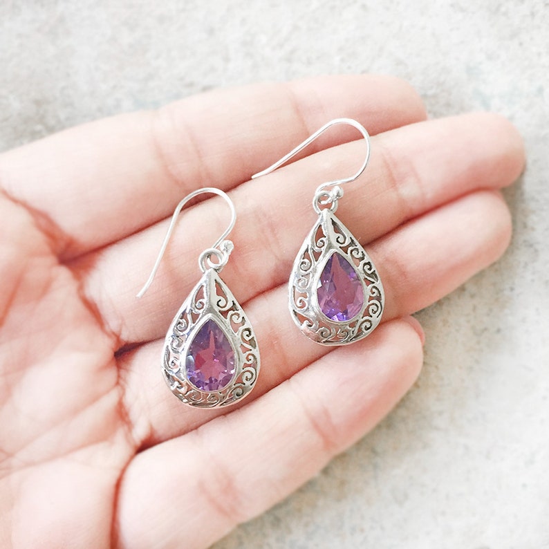 Amethyst Earring Facetted Purple Amethyst Gemstone earring | Etsy