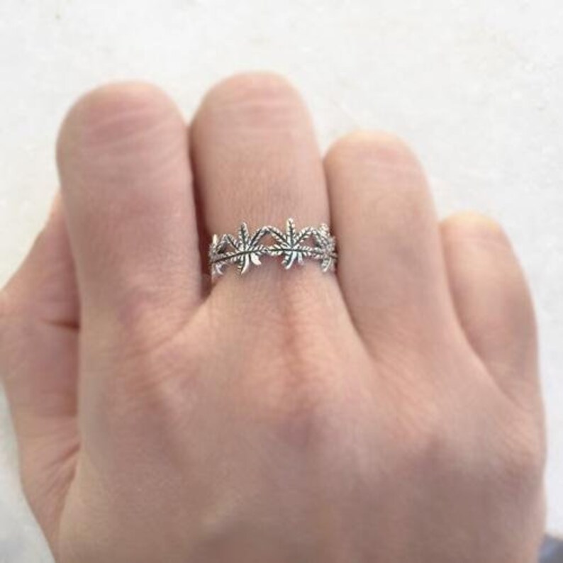 Marijuana Silver Ring 925 Sterling Silver Marijuana Cannabis Etsy