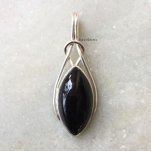 Colgante de ónix negro, colgante de nudo, collar de ónix natural, collar de ónix negro, plata de ley 925, colgante de gema negra, colgante de nudo celta
