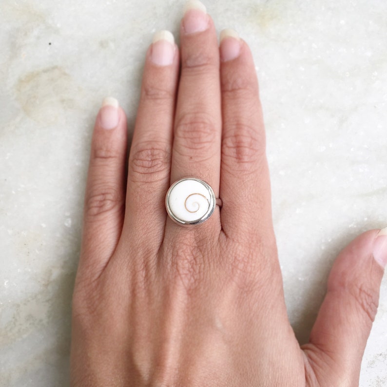 925 Sterling Silver Shiva Shell Ring Handmade Ring Statement Spiritual Ring Shiva Eye Ring Bohemian Gift For Her Healing Crystal Shell