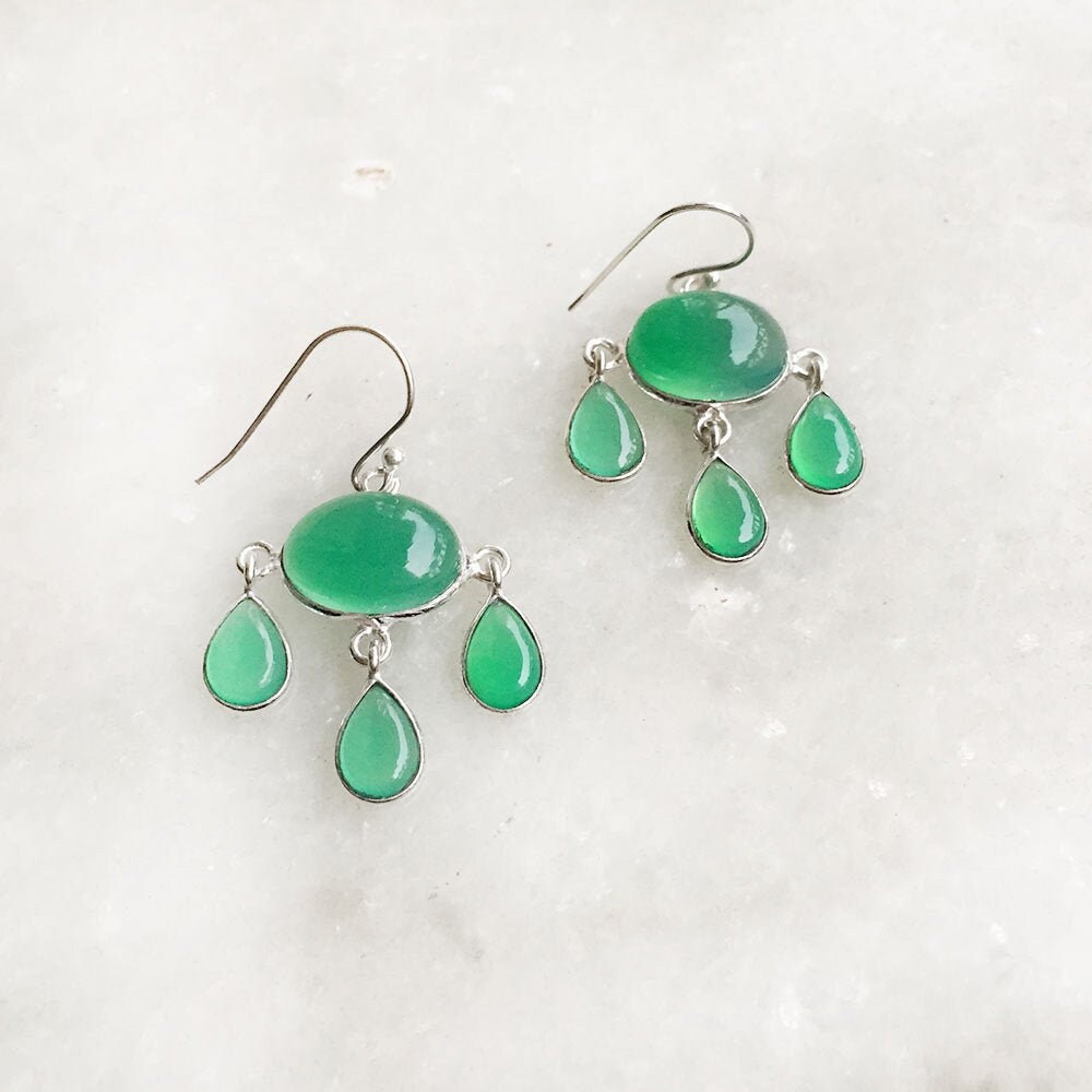 Green Onyx Earrings 925 Sterling silver Gemstone Earrings | Etsy