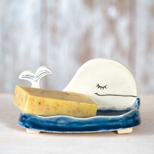 Ceramic Soap Dish Bathroom Decor Soap Holder Home Gift Spoon Rest Whale image 3