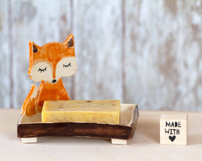 Ceramic Soap Dish Bathroom Decor Soap Holder Home Gift Fox - Etsy