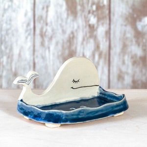 Ceramic Soap Dish Bathroom Decor Soap Holder Home Gift Spoon Rest Whale image 2