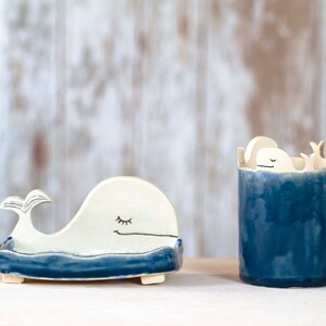 Ceramic Soap Dish Bathroom Decor Soap Holder Home Gift Spoon Rest Whale image 4