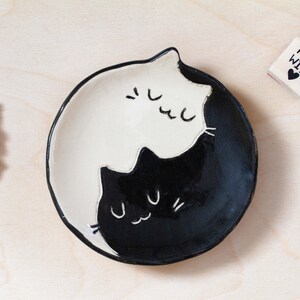 Ceramic Soap Dish | Soap Holder | Bathroom Decor | Home Gift | Cats | Jewelry Dish | Ring Bowl | Yin and Yang | Maneki Neko