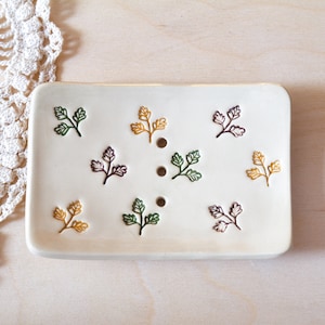 Ceramic Soap Dish | Bathroom Decor | Soap Holder | Home Gift | Colorful Leaves