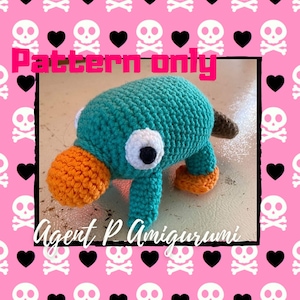 Perry the Platypus Crochet Amigurumi Pattern Download, Agent P Plush Crocheted, Phineas and Ferb Fan Art