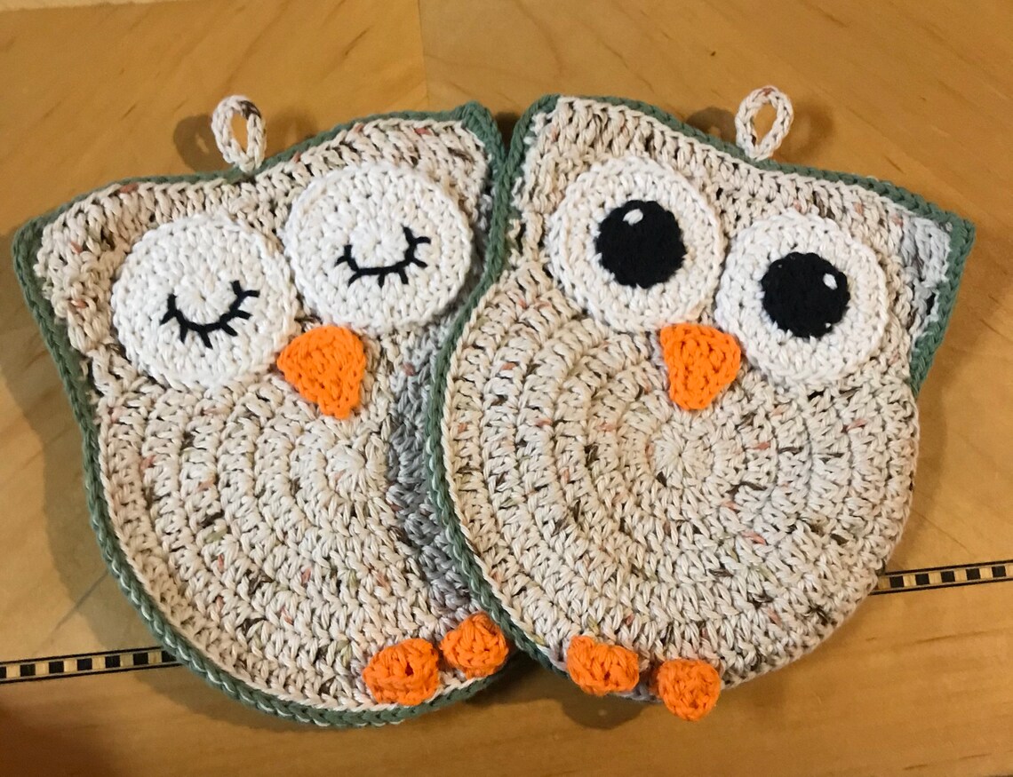 Vorbestellung gehäkelte Eule Topflappen Eule Hotpads Etsy