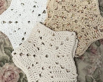 Crocheted Star Dishcloths, Star Washcloths, Cotton Washcloths, Handmade Gifts