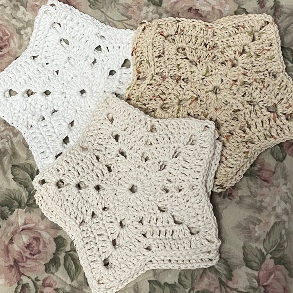 Crocheted Star Dishcloths, Star Washcloths, Cotton Washcloths, Handmade Gifts