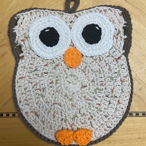 PREORDER Crocheted Owl Potholders, hotpads hibou, décor de cuisine au crochet, décor de hibou, cottagecore, décor boho image 6