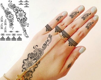 Henné Tatouage Temporaire Autocollant Transfert Henné Noir