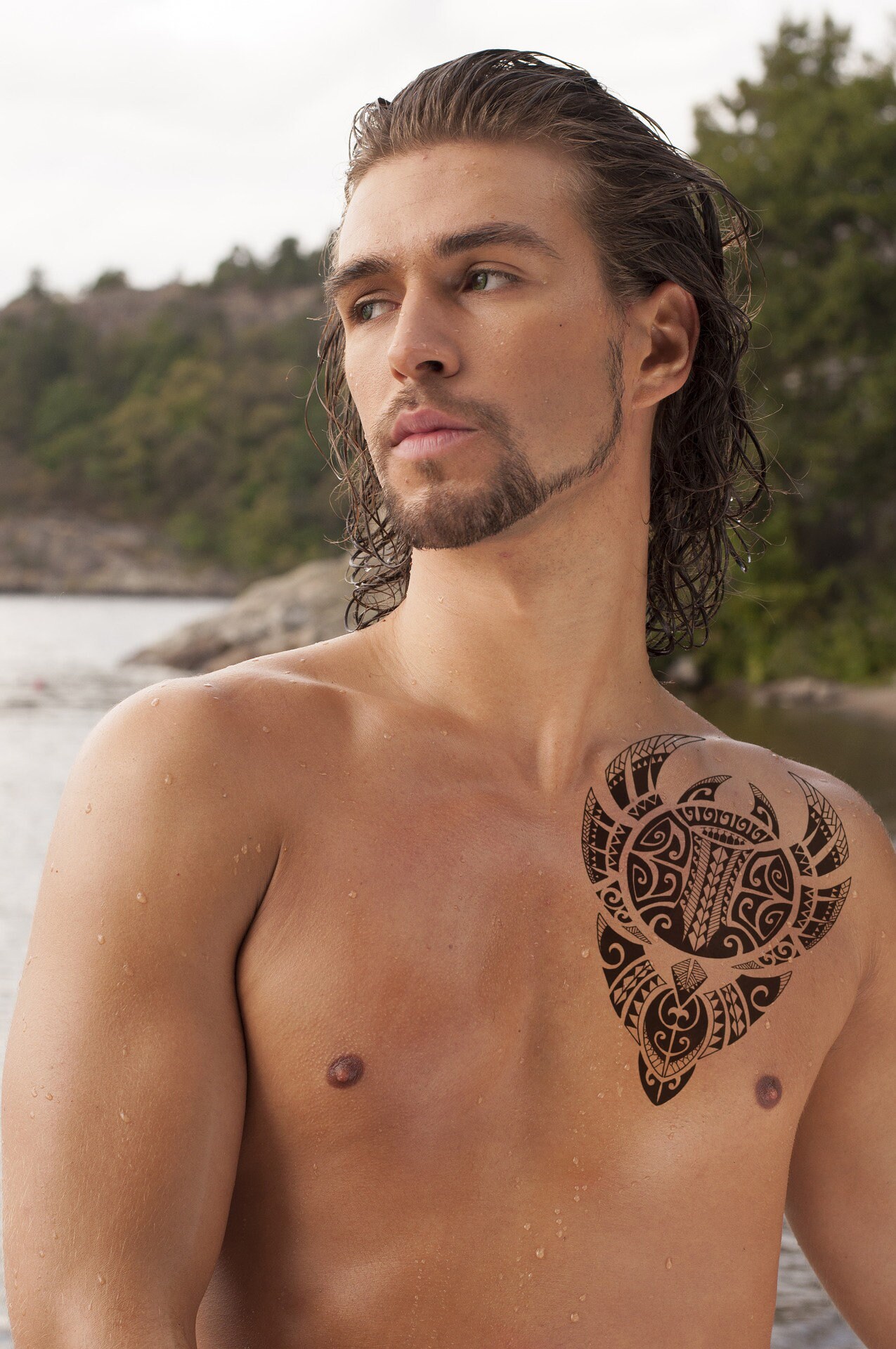 Polynesian Bull Temporary Tattoo Shoulder Half Sleeve - Etsy