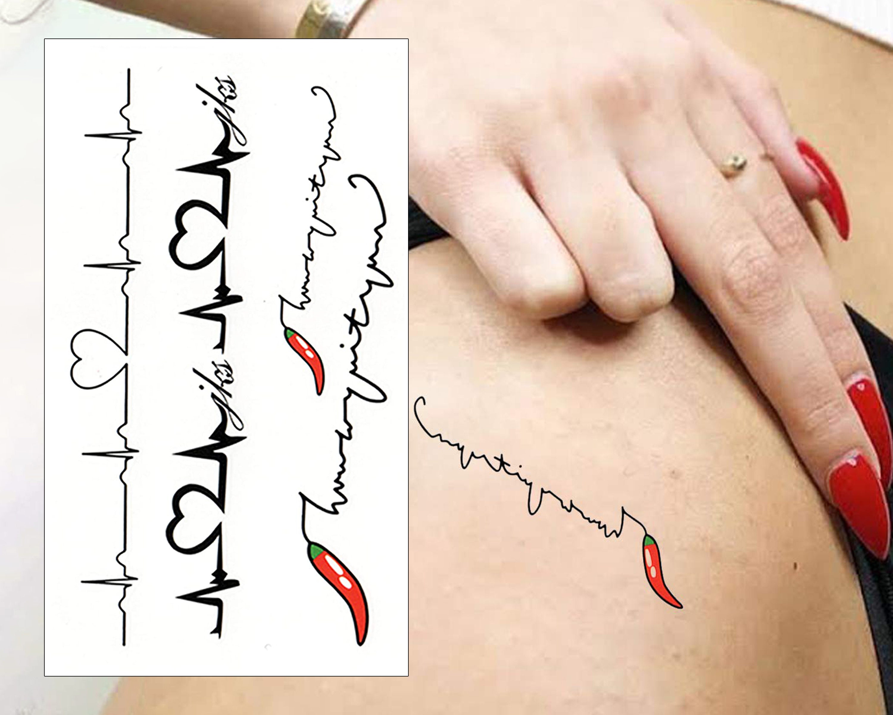 Ligne De Vie Tatouage Femme Battement De Coeur Ecg tattoo - Etsy France