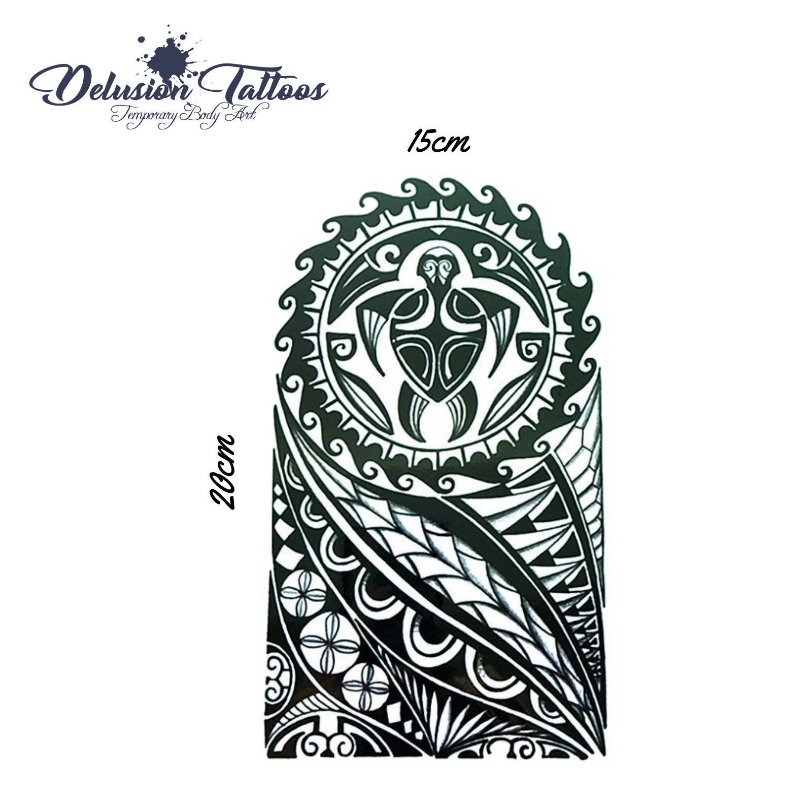 Polynesian turtle temporary tattoo shoulder half sleeve | Etsy