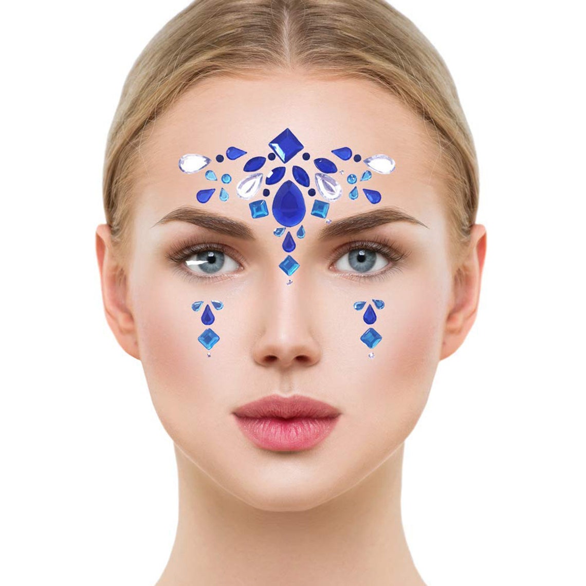 Face Gems Jewels Crystals Blue Gypsy Shrine Rhinestone Etsy