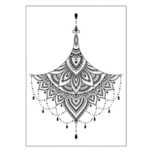 thumbnail interactive-video image 1 of Delusion Tattoos Lotus Mandala Temporary Tattoo Set – Underboob Henna Chain Design 1 of 3