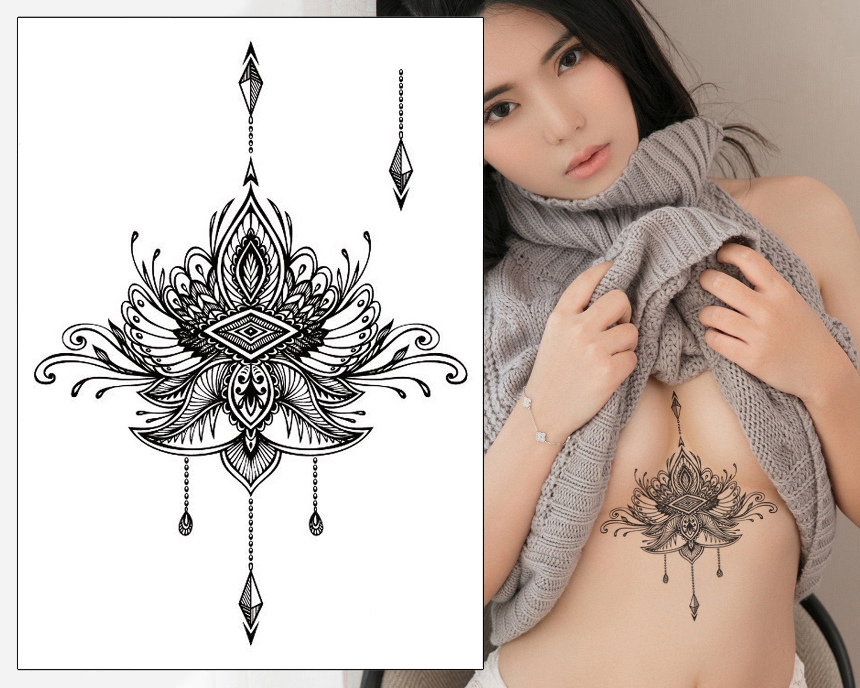 under boob tattoo mandala lotus by doristattoo on DeviantArt