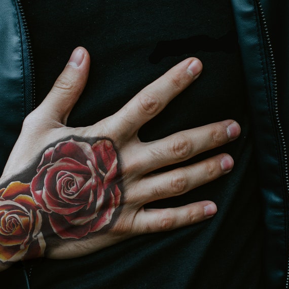 Geval verdrievoudigen Schande Double Rose 3D Hand Tijdelijke Tattoo Set Vinger Patroon - Etsy Nederland