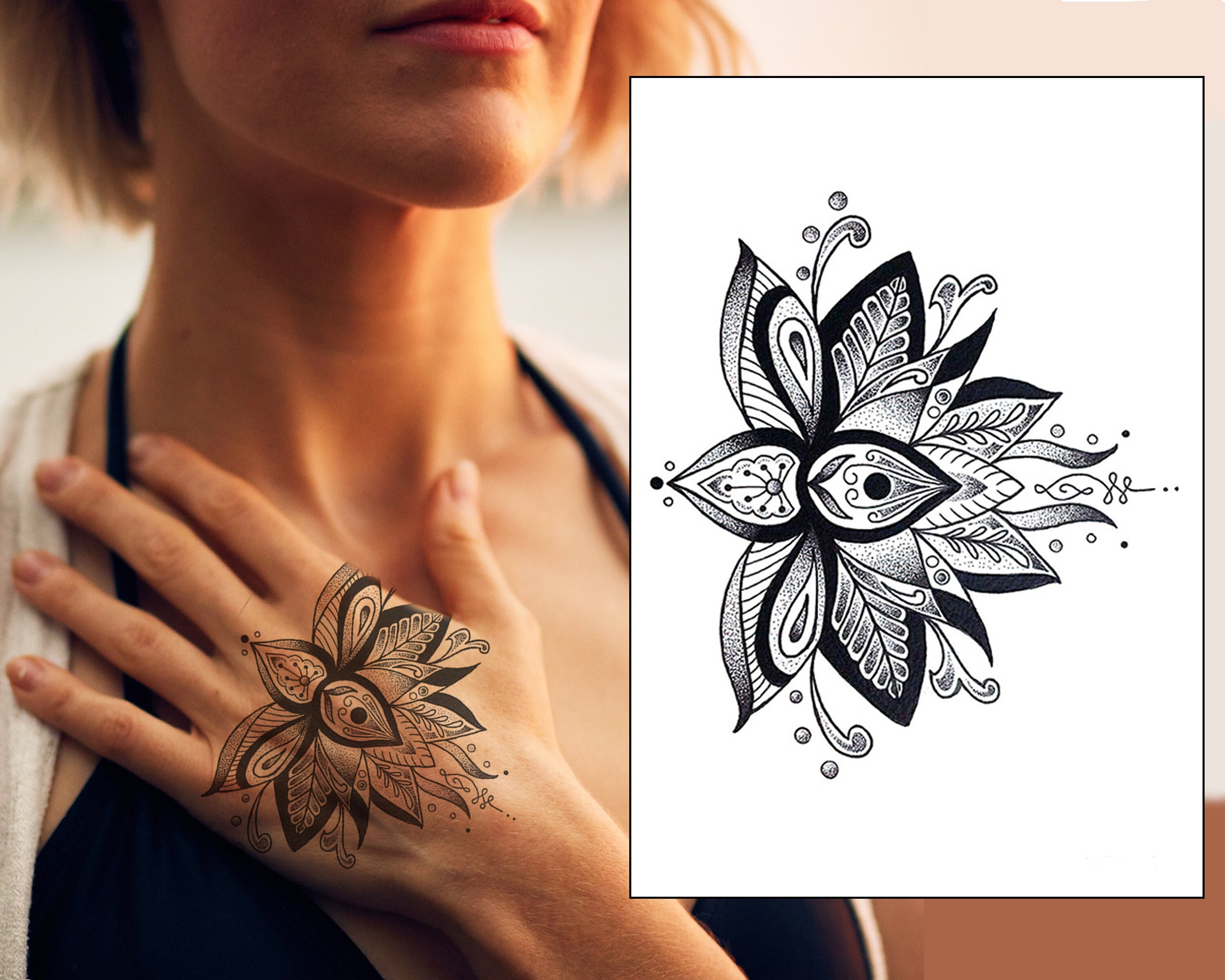 Lotus Mandala Full Hand Temporary Tattoo Traditional - Etsy Australia Lotus Mandala Full Hand Temporary Tattoo Traditional - Etsy Australia