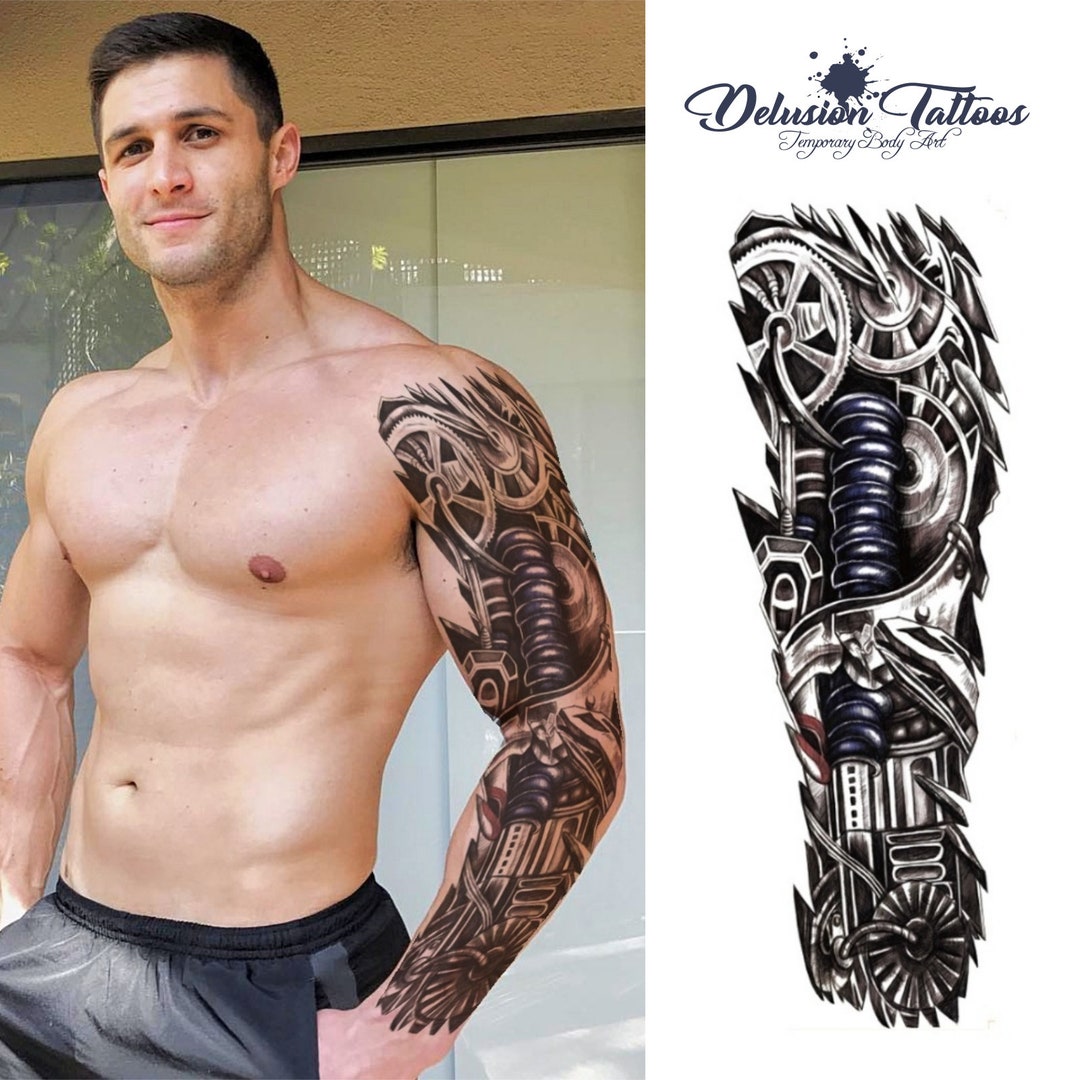 Full Arm Sleeve Realistic Temporary Tattoo Mechanical Metal - Etsy Australia Full Arm Sleeve Realistic Temporary Tattoo Mechanical Metal - Etsy Australia