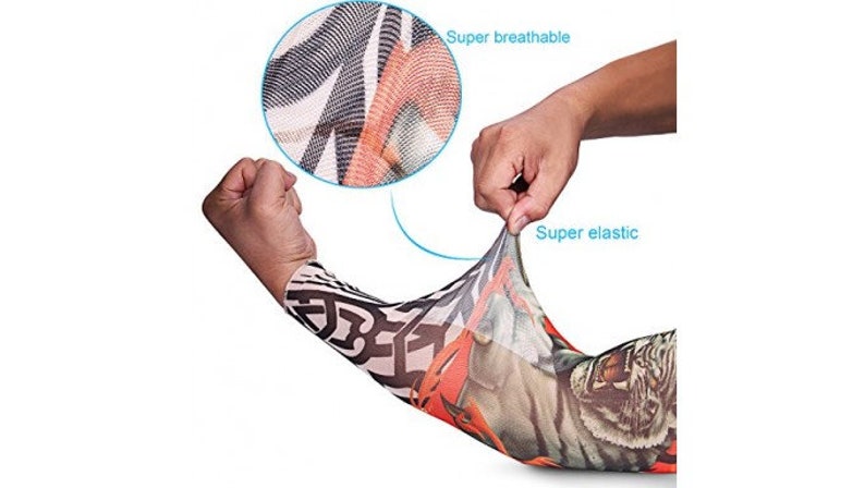 Full sleeve realistic temporary tattoo nylon stocking arm warmer Tribal Celtic Black Pattern Mens Womens Kids Cycling Sports Fancy dress image 10