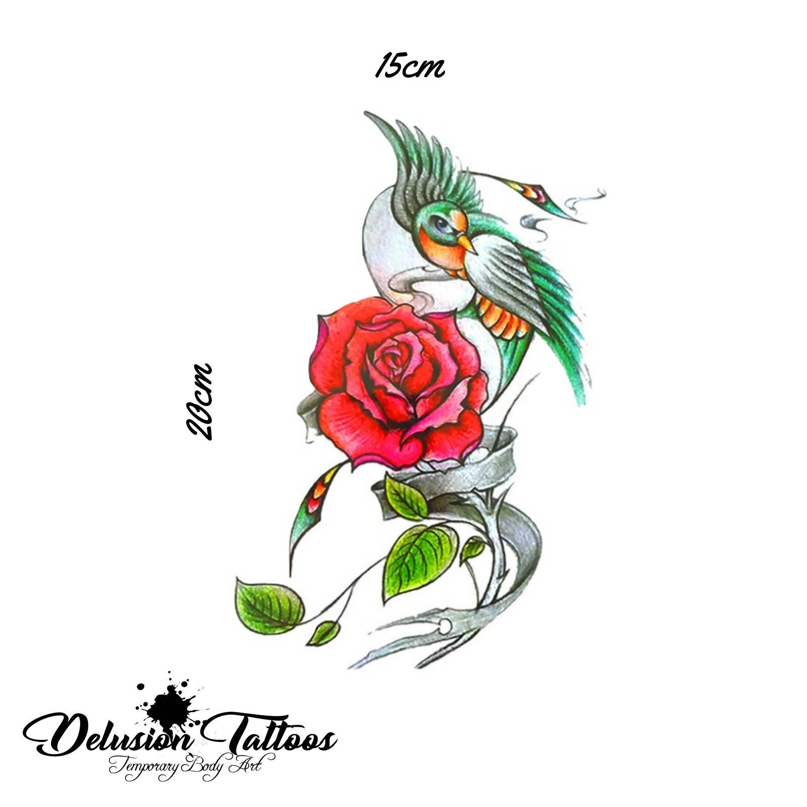 Tatouage Colombe Avec Rose Colombe et rose grand transfert dautocollant de tatouage - Etsy France