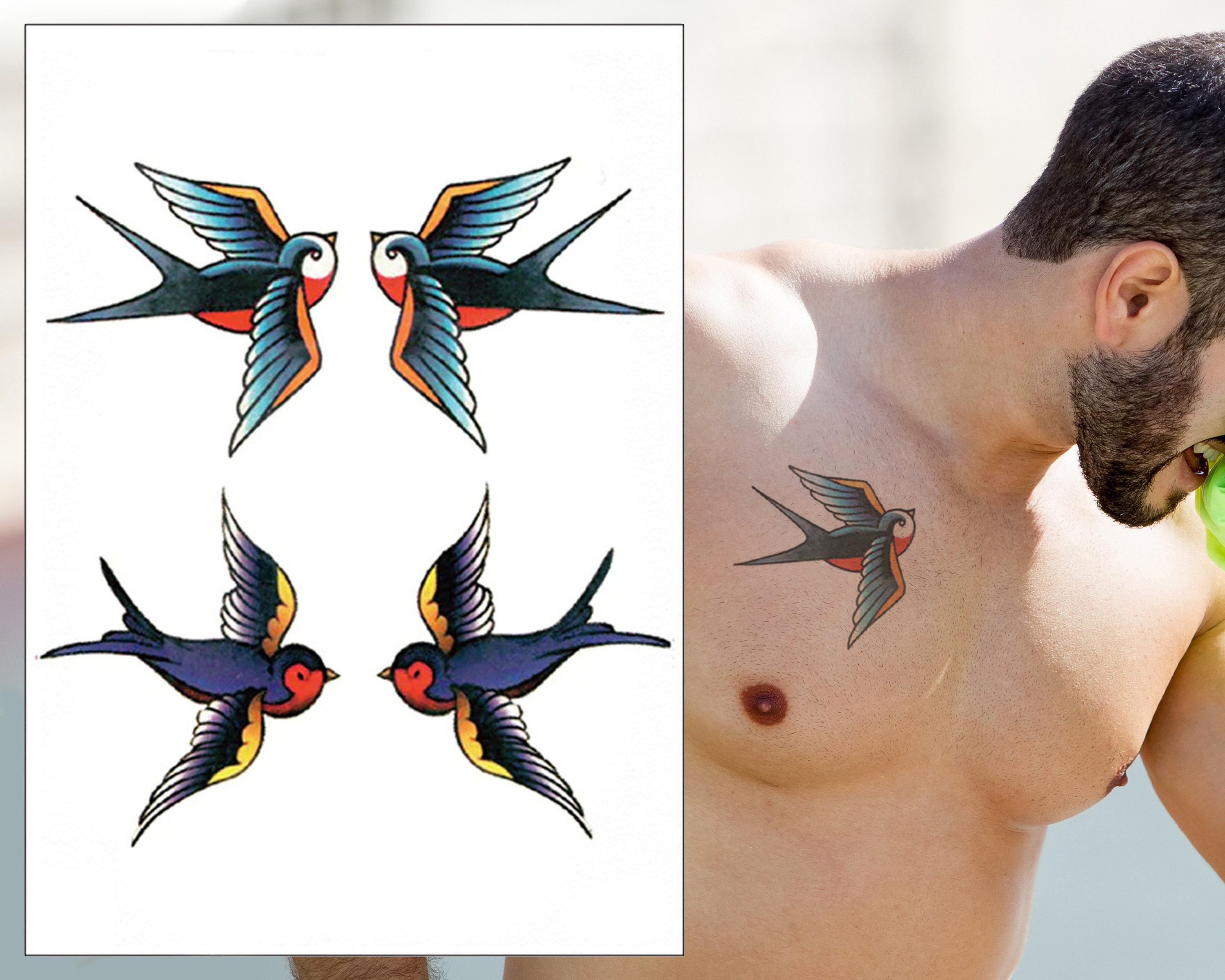 Watercolor Blue Jay Birds Temporary Tattoo Stickers Women Men Body Art Arm  Flash Tatoo Fake Waterproof Tattoo Magpie Cuckoo Bird - Temporary Tattoos -  AliExpress