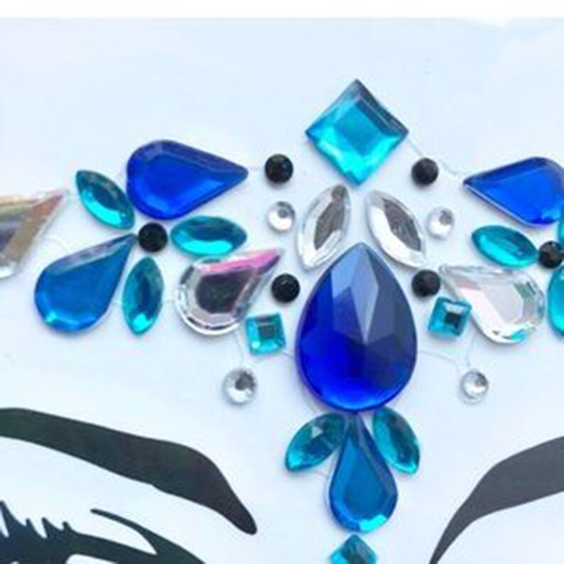 Face Gems Jewels Crystals Blue Gypsy Shrine Rhinestone Etsy