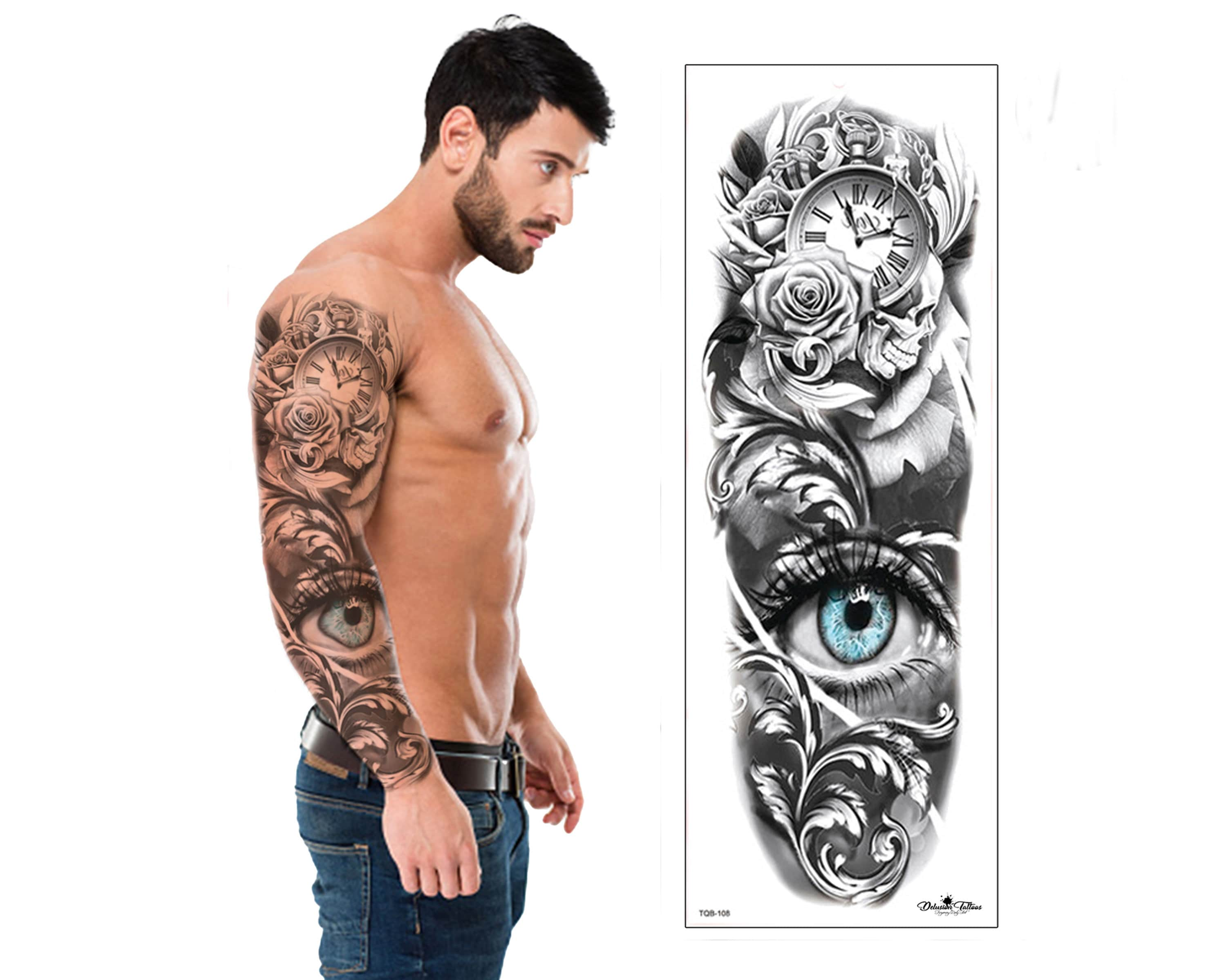 Temporary Tattoo Sleeve Transfer - Full Arm Tribal Waterproof Fake Tattoo  Sticker For Men Women - By Delusion Tattoos