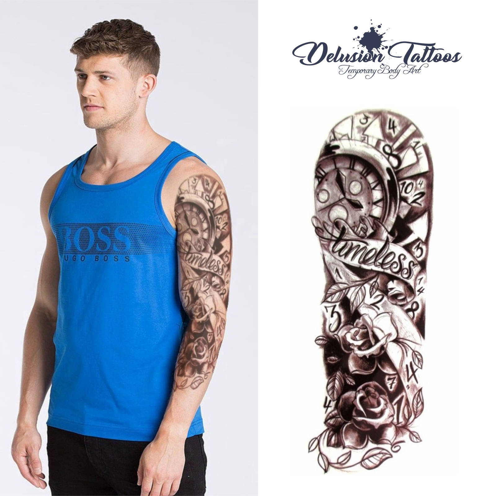 Full Arm Sleeve Realistic Temporary Tattoo Timeless Motif Etsy Full Arm Sleeve Realistic Temporary Tattoo Timeless Motif Etsy