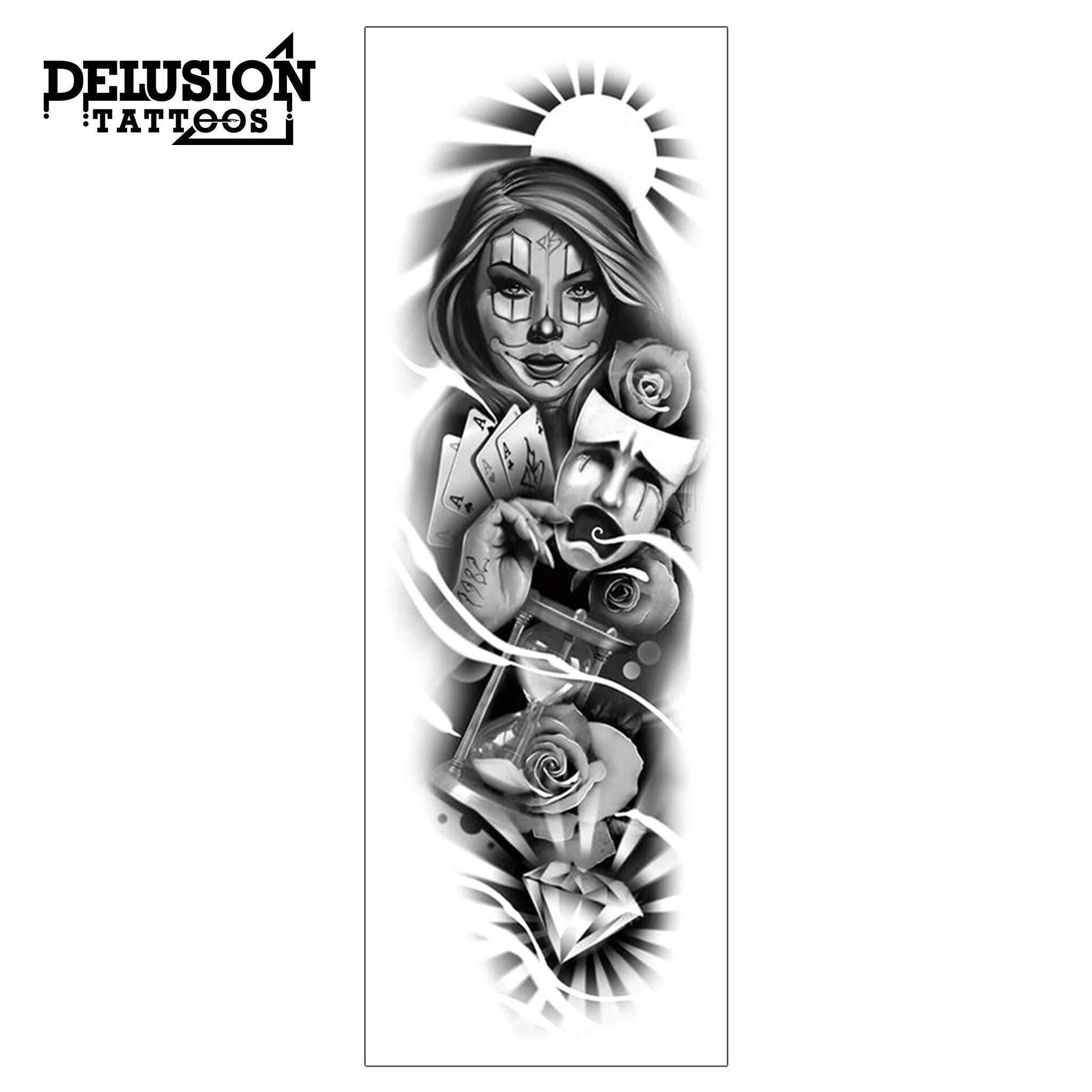 Manicotto Tattoo Manica Tatuaggio Finto Angelo Morte Scheletro Teschio