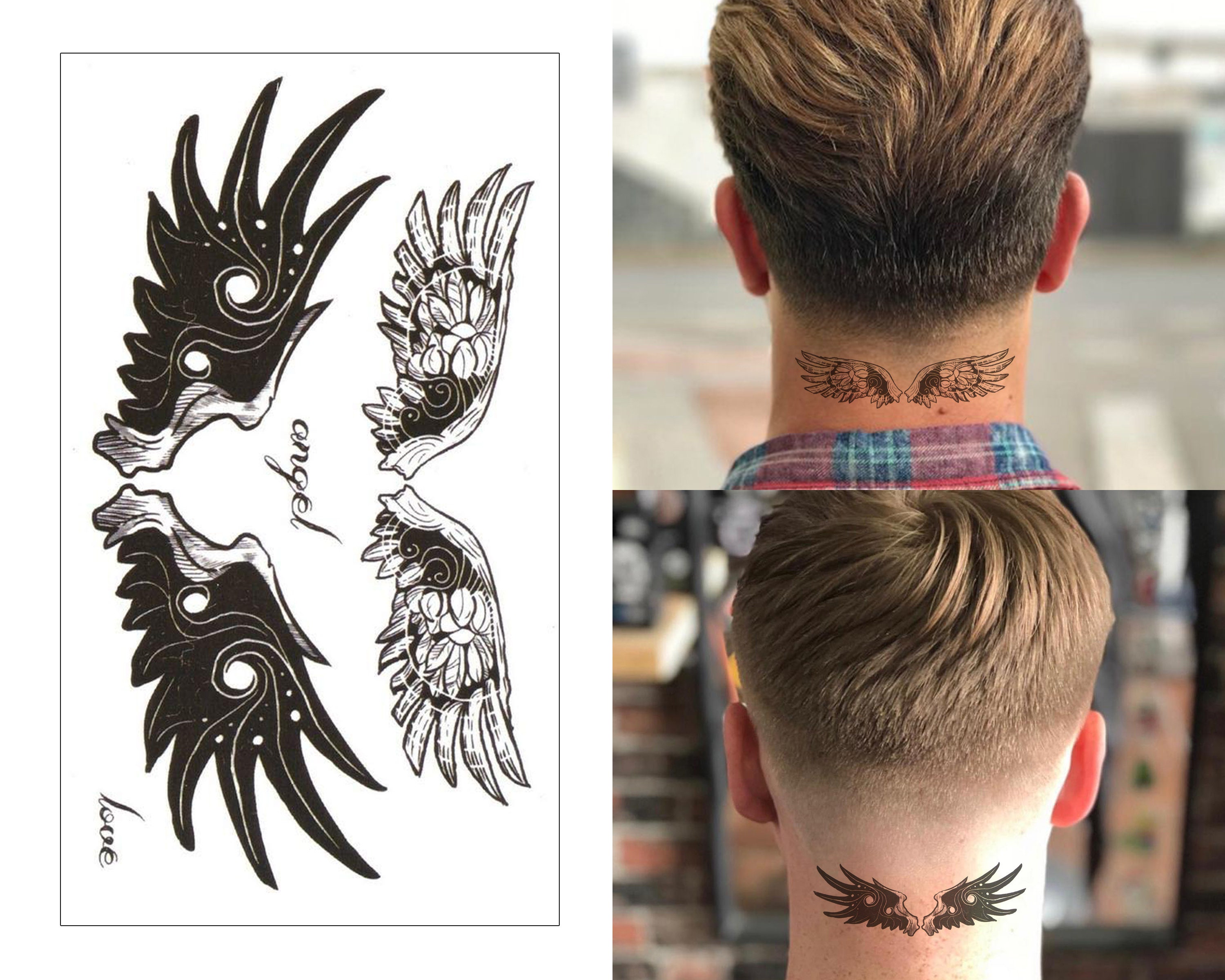 Tatouage Aile D ange Cou Homme Bras tatouage ange - Etsy France