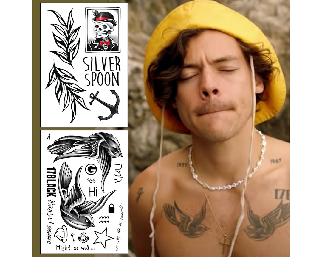 Harry Inspired Styles Temporary Tattoo Transfer Sets 2 Sets Black