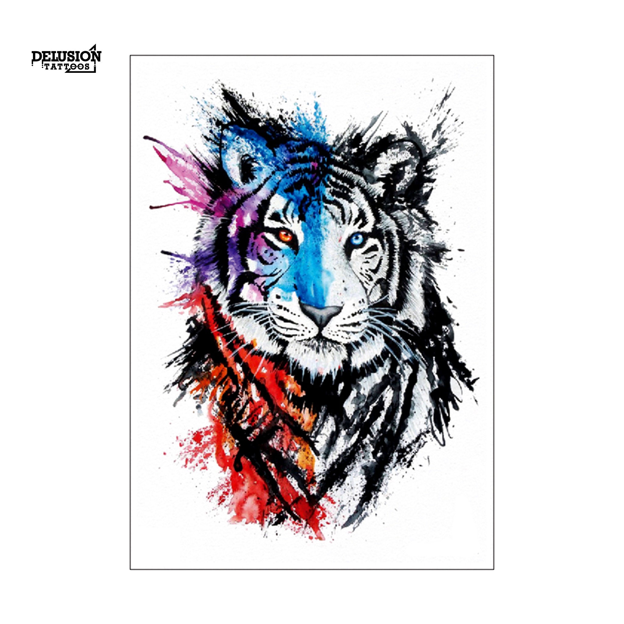 Tatuaggi Temporanei Farfalla E Tigre - Sticker Body Art Grandi Formato - Confezione