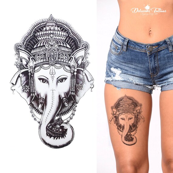 Ganesh Elephant Head Tatouage Temporaire Tribal Sticker Transfert Imperméable à Leau Robe De Fantaisie Hommes Femmes Enfants