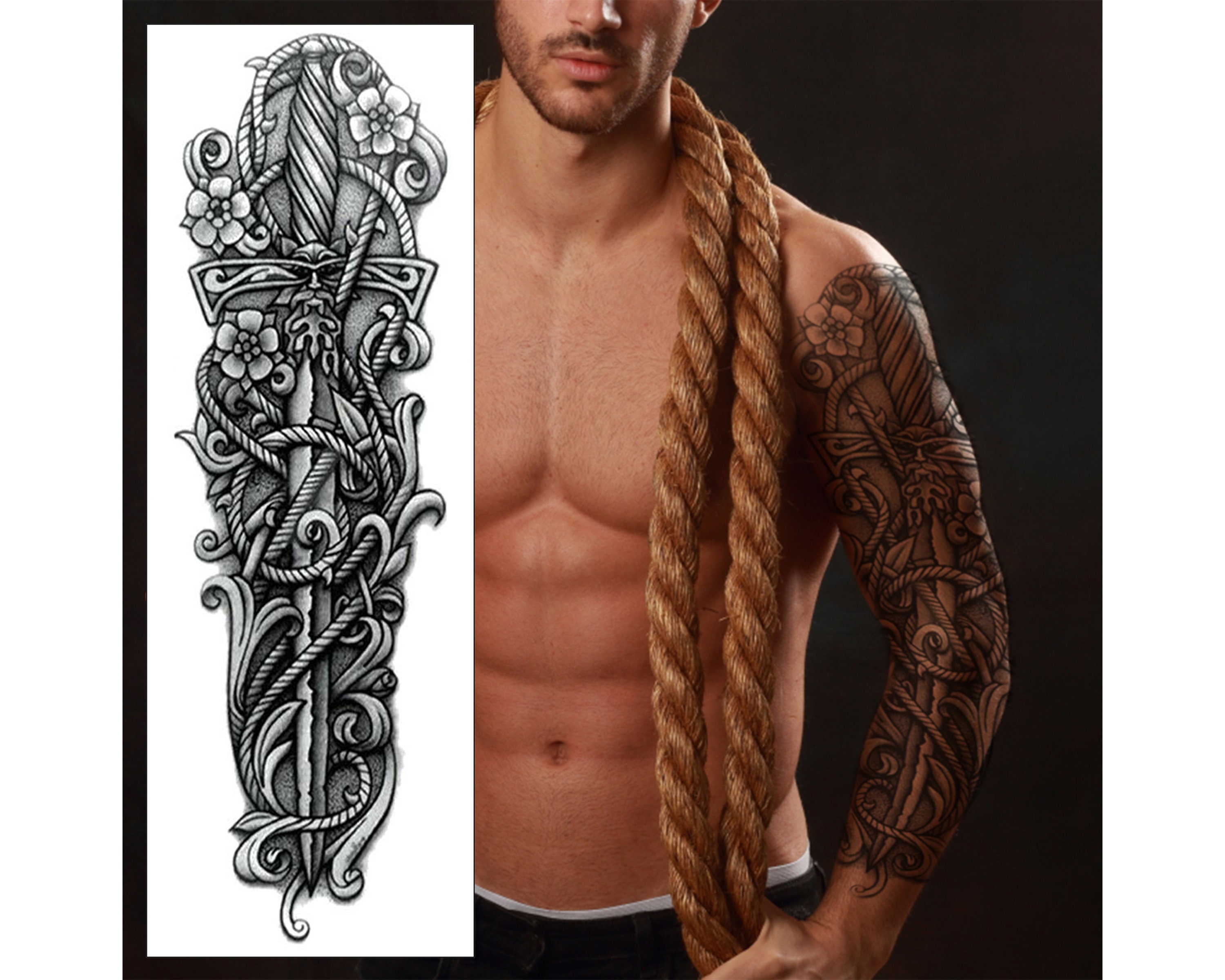 Bjorn Ironside Vikings Tv Series Tattoo Set ( Chest/Face/Arm/Back Tattoos)