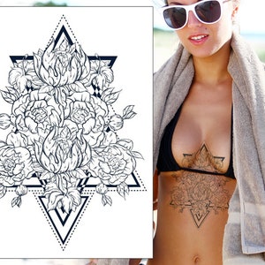 Get This Beautiful Underboob Tattoo Design / Lotus Flower / Lotus Underboob  Tattoo Design 