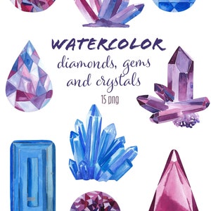 Clipart di gemme dell'acquerello Acquerello Gemma Diamante Cristalli Strass Blog di moda Magia fai da te Invito a nozze Pulcino Lusso Png Download