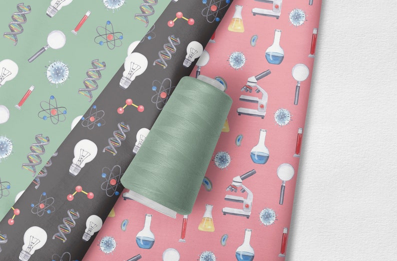 Science Pattern Pink Watercolor Science Seamless Pattern: Lab, Virus, DNA (digital Paper) - Etsy
