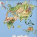 Printable Dinosaur Map Watercolor Dino World Map Kids Wall Decor ...