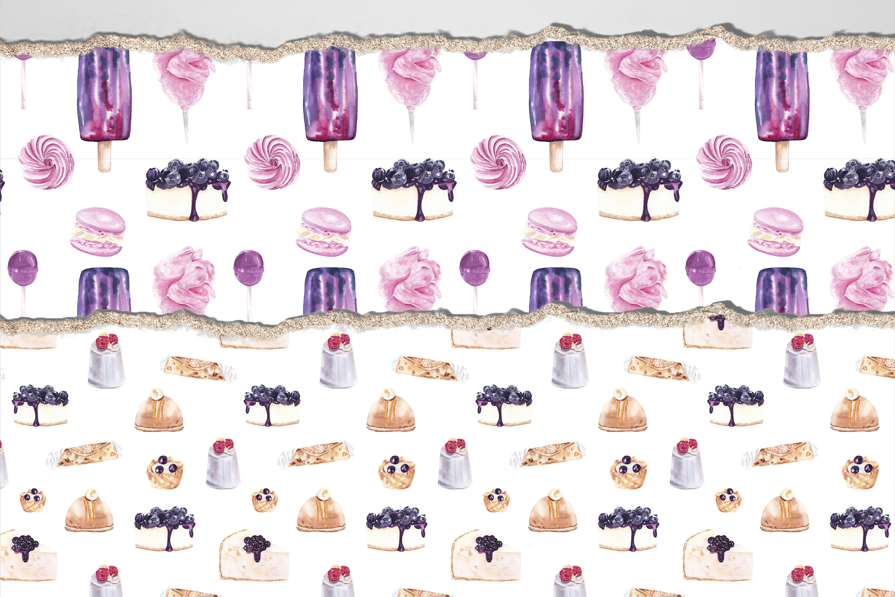 Watercolor Sweets Digital Paper | Dessert Seamless Patterns (digital ...