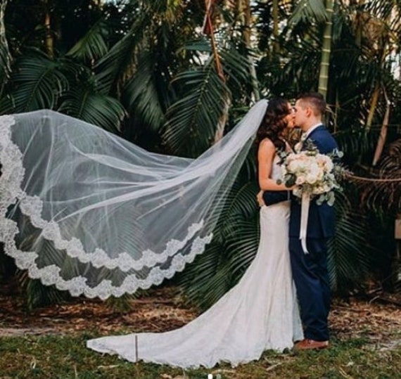 Royal Cathedral Bridal Veil Drop Wedding Veil | Eden Luxe Bridal Pale Ivory