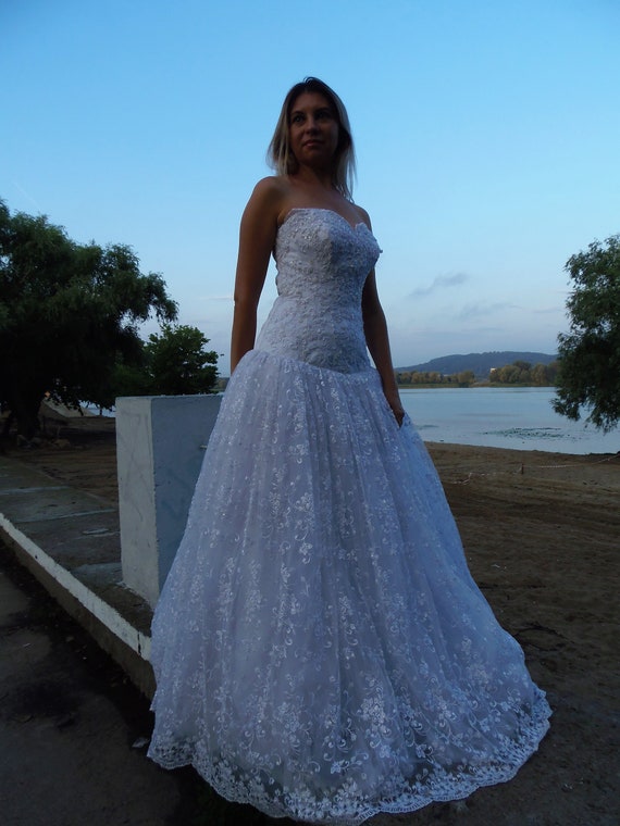 Vintage Wedding Dress Simple White Wedding Dress Cheap Lace Etsy