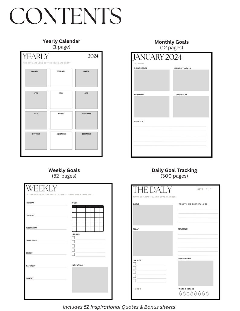 2024 Goal Planner Journal Kindle Scribe or Remarkable 2 Template