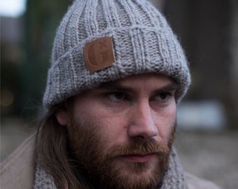 Handmade Oatmeal Beanie. Unisex hat. Perfect Gift for him. Wool Mens Fashion Accessory. Ethical Winter Hat. High - visibility