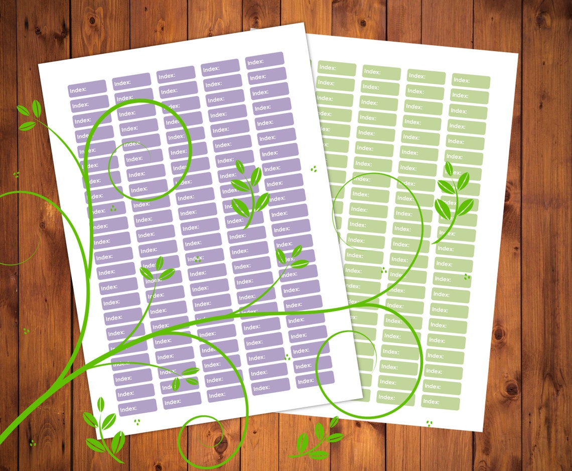 Printable A4 Index Sticker Sheet 5 Colours | Etsy