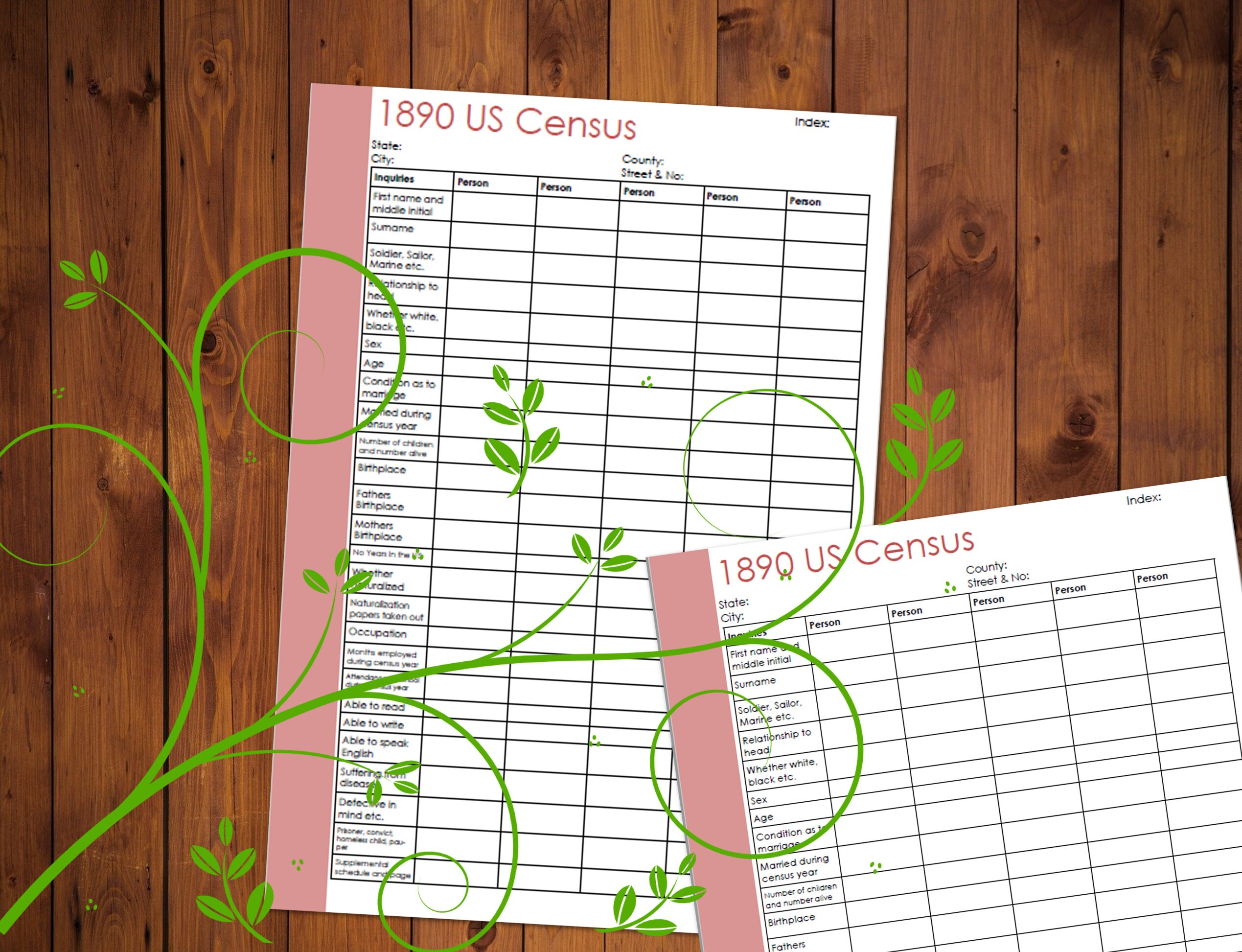 Printable A4 US Census Collection Worksheet Genealogy Page | Etsy